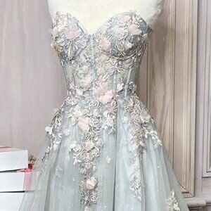 NEW SAGE PROM PARTY EVENING A-LINE LONG MAXI STRAPLESS PENELOPE GOWN DRESS A1089